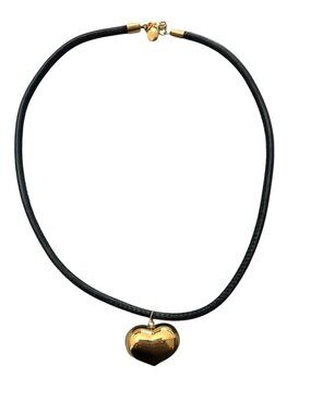Mayamar Gold Heart Pendant Necklace On Black Cord